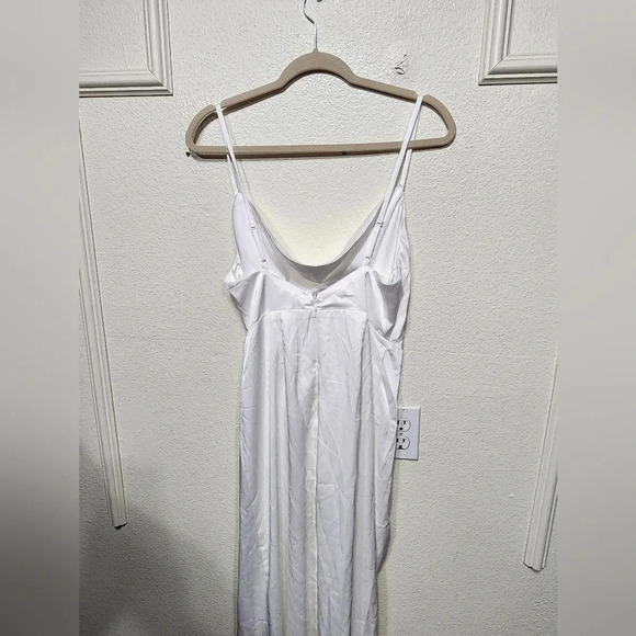 Lulu's Here's to Love White Satin Backless Column Maxi Dress S Wedding Bridal - Picture 10 of 12